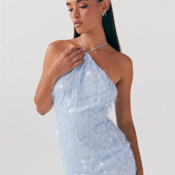 Peppermayo Dresses & Skirts - Blue Sequin Halter Bodycon Dress